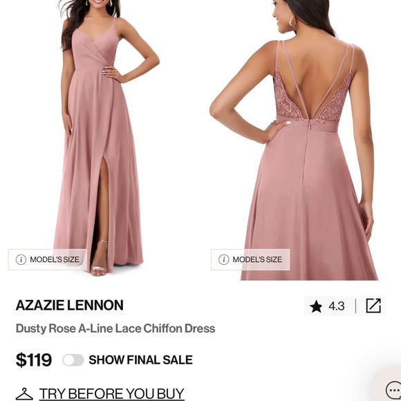 Azazie Dresses & Skirts - Azazie Lennon Maxi Dress in Dusty Rose